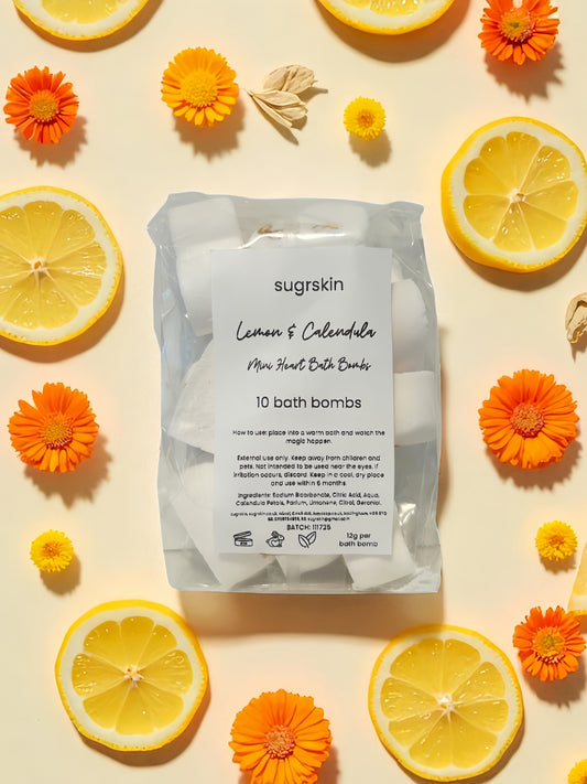 Lemon & Calendula Mini Heart Bath Bombs
