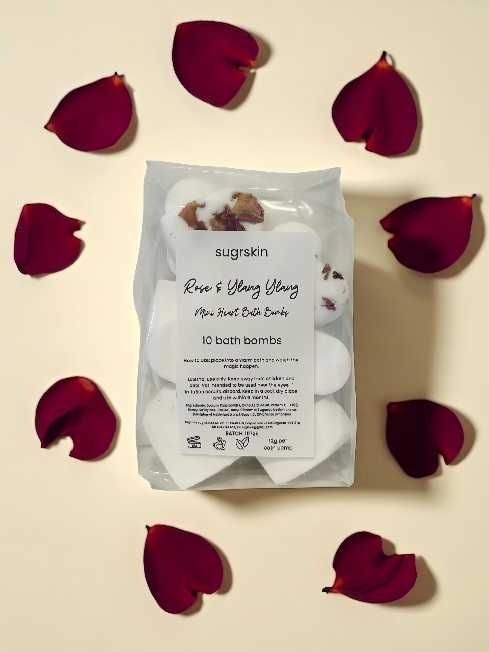Rose & Ylang Ylang Mini Heart Bath Bombs